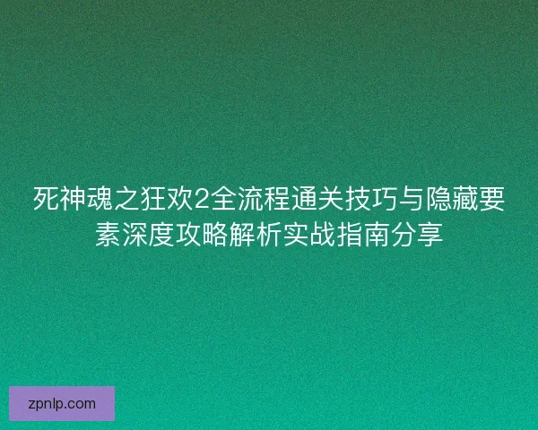 死神魂之狂欢2全流程通关技巧与隐藏要素深度攻略解析实战指南分享